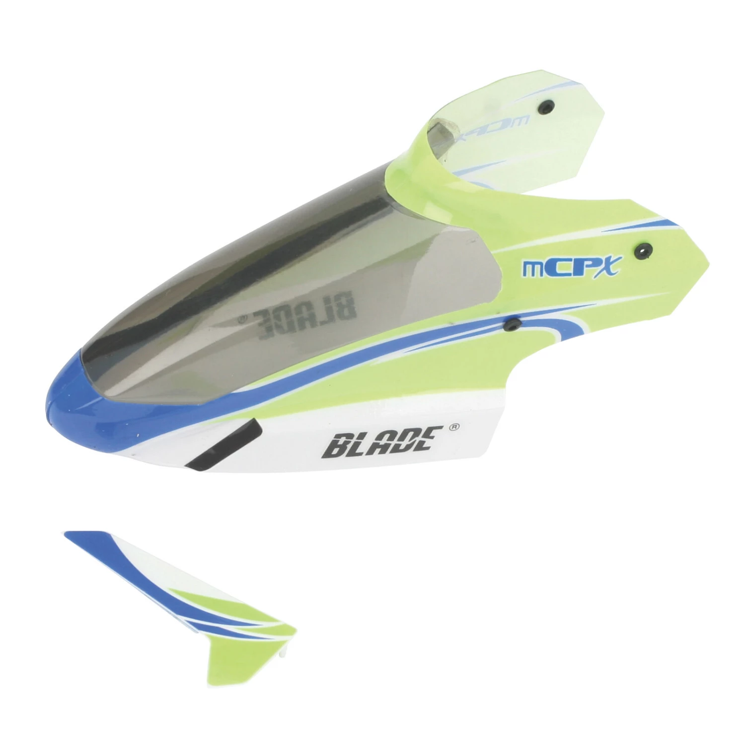 Blade Complete Green Canopy with Vertical Fin: mCP S/X 3 Blade Complete Green Canopy with Vertical Fin: mCP S/X